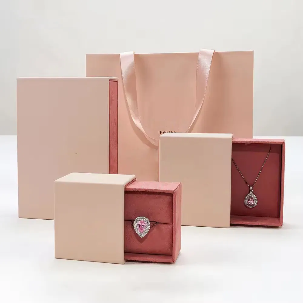 Boîte d'emballage de bijoux de cadeau de curseur de tiroir de papier d'impression de logo fait sur commande en gros