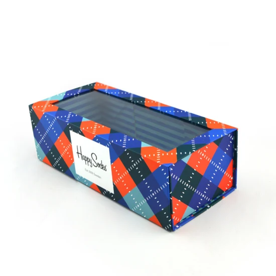 Boîte-cadeau de luxe avec impression couleur Double face UV, boîte-cadeau d'emballage pour chaussettes, boîte-cadeau magnétique pliante